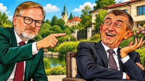 Satira: Babiš chyběl, Okamura dřel. Fiala mu vystavil účet