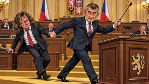 Satira: Babiš vedl Ševčíka k omluvě. Sněmovna připomínala školku